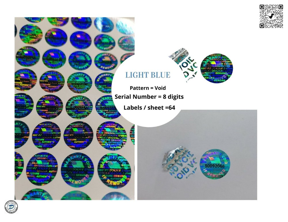 17mm Serial Number ROUND TAMPER EVIDENT SECURITY VOID HOLOGRAM LABELS -5000