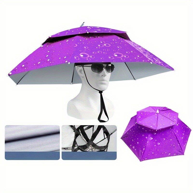 1pc Ultimate Double Layers Umbrella Hat - Adjustable Head Mount Protection
