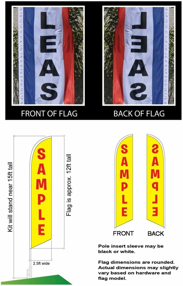 Registration Feather Banner Swooper Flag Kit, Includes Pole Kit and Ground Spike