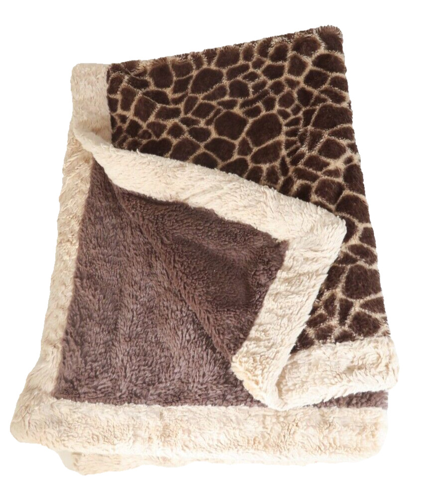 Cuddle Time Giraffe Pattern Brown Baby Warm Soft Lovey Blanket
