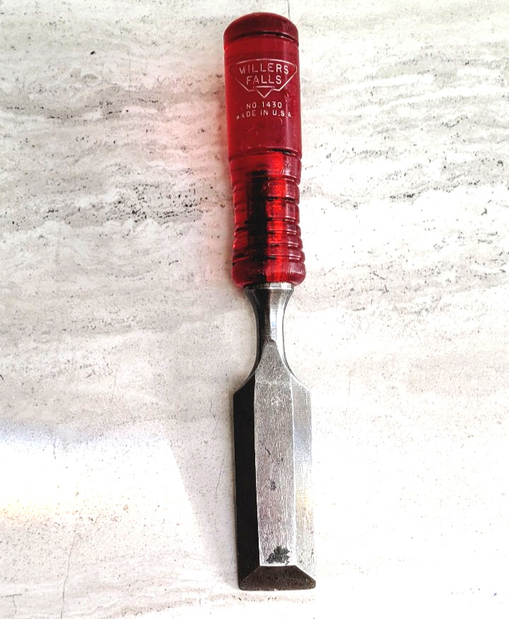 MILLERS FALLS No 1430 CHISEL VINTAGE RED PERMALOID HANDLE TOOL