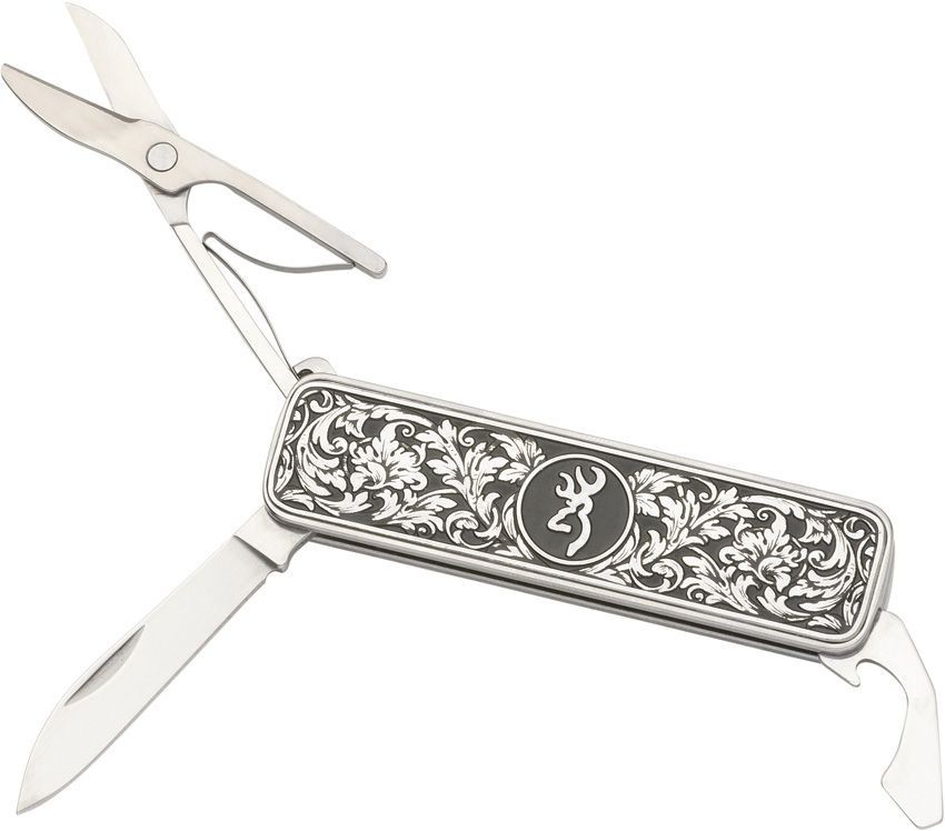 Browning Morgan Folder Pocket Knife Stainless Construction Scroll Handle Artwork