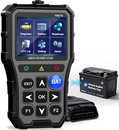 OBD2 Scanner with Battery Tester - Check Engine Light & Emissions Readiness,