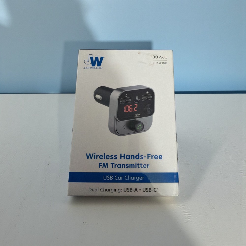 Just Wireless Bluetooth FM Transmitter with USB-C and USB-A Charging Port