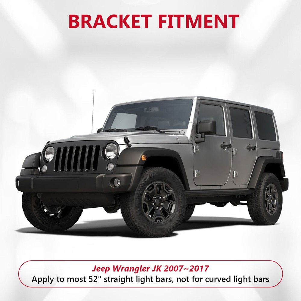 Windshield Mount Bracket Kit For 52" Straight LED Light Bar for Jeep Wrangler JK