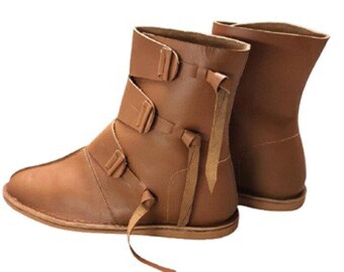 Medieval boots Leather toggle-up boots Historical footwear