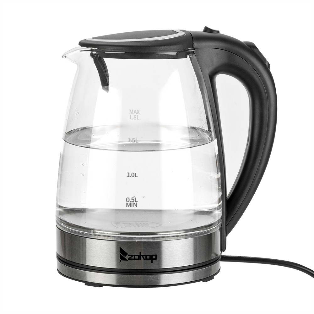 ZOKOP HD-1857-A 110V 1200W 1.8L Electric Glass Kettle US Plug