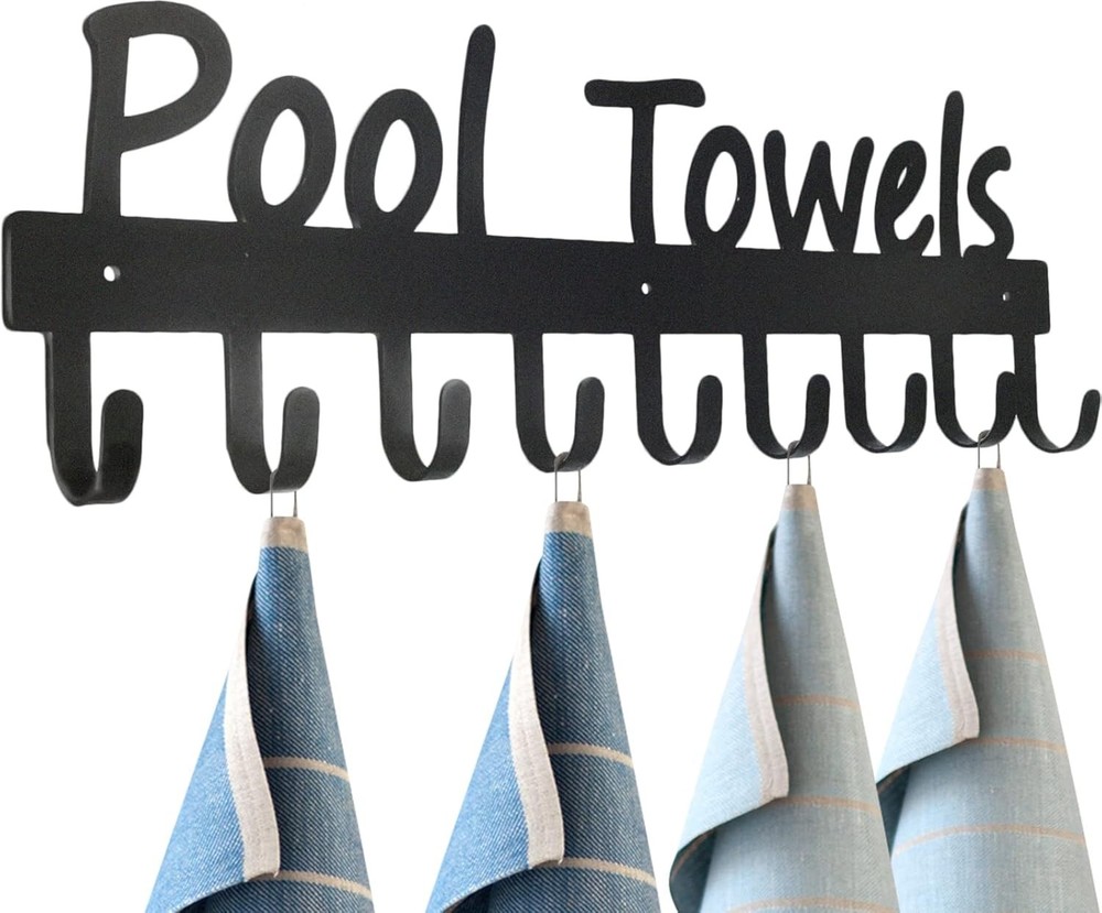 Black Pool Towel Rack Outdoor Towel Rack for Pool Towel Hooks Towel Hanger for B