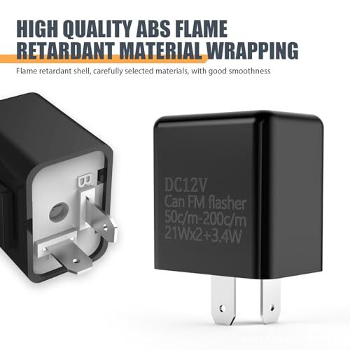 Car FM Relay, DC 12V Two-pin Adjustable Frequency Plug-and-Play 2 PCS Black
