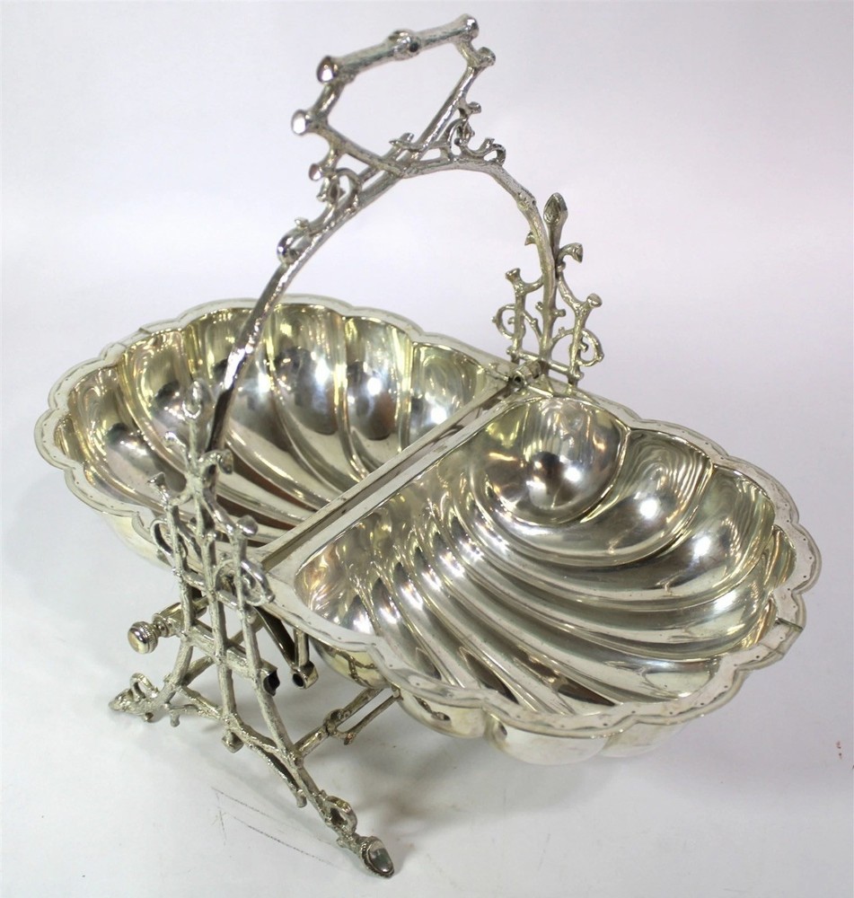 Antique Benetfink & Co. Silverplate Clamshell Biscuit Barrel