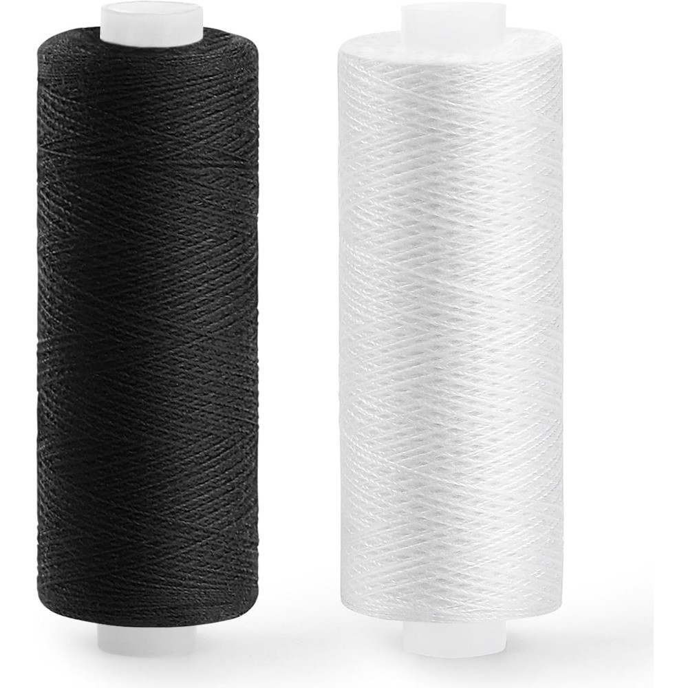 Sewing Thread 1 Roll Black and 1 Roll White 200 Yards Each Polyester Thread for