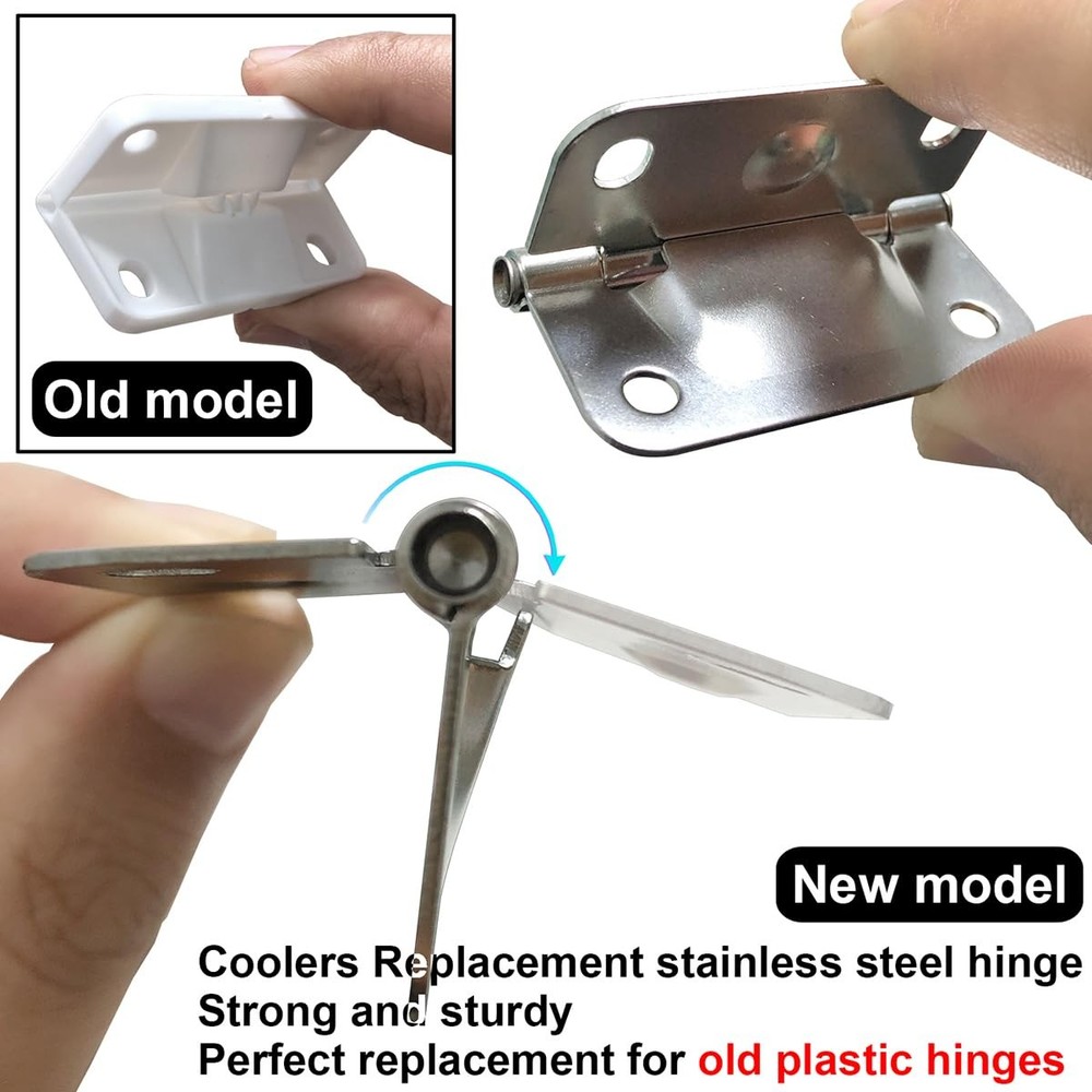 NZRAQK Cooler Plastic Hinges Kit Replacement ‎Small, Silver stainless steel