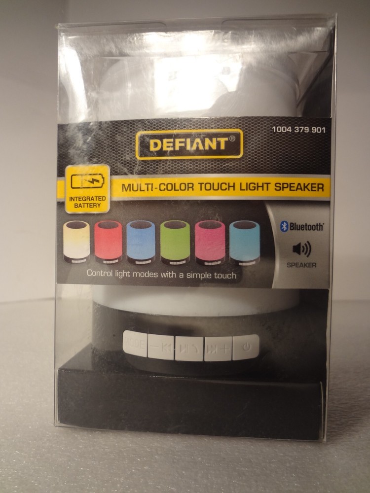 LED Touch Light Bluetooth Speaker - Defiant Rechargeable Color Changing - Black