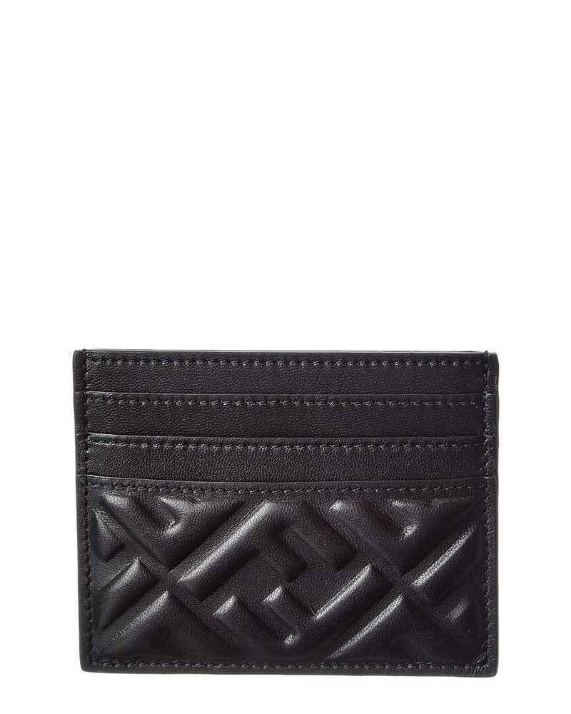 Fendi Leather Card Case Women's Black
