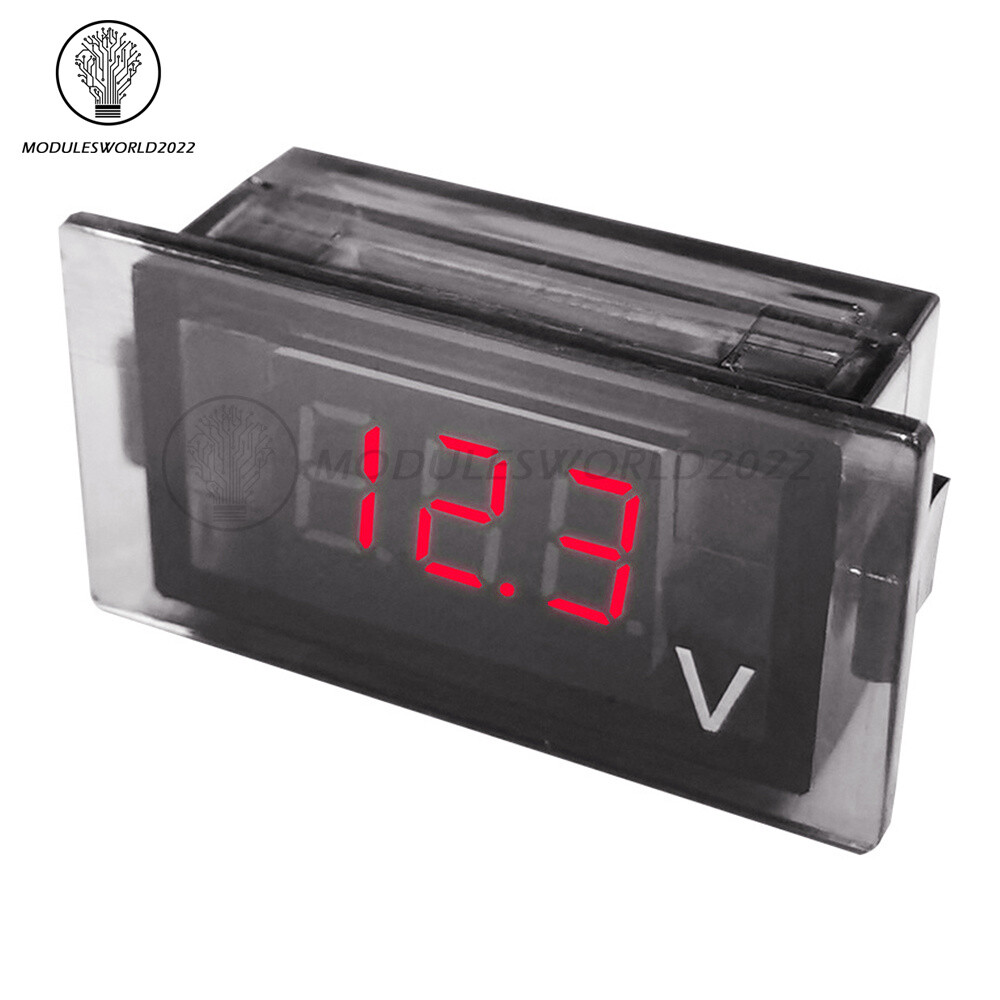 3-Digit DC12~24V Digital Voltmeter High Precision LED Panel Type Waterproof