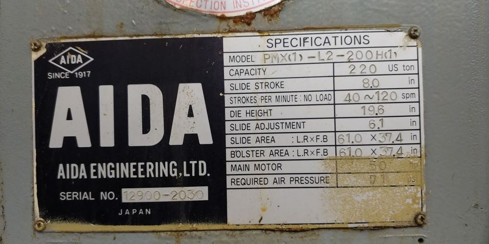 220 TON AIDA SSDC LINK DRIVE PRESS