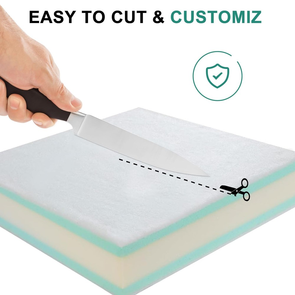 Extra Thick 5 Layer Couch Cushion Replacement 24"x27"x6 25D Foam & Cover
