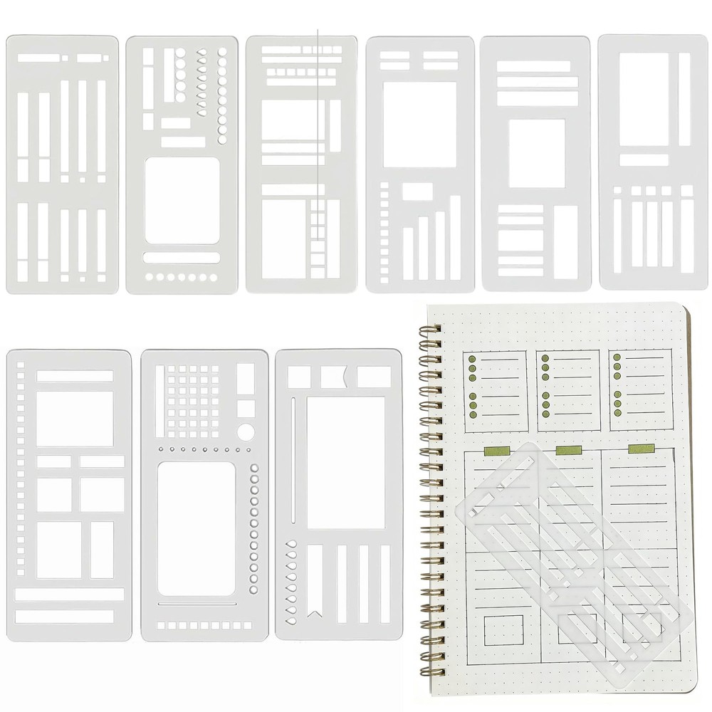Flexible Record Template Set Reusable 2.5x5.2 In Stencil set 9 PCS