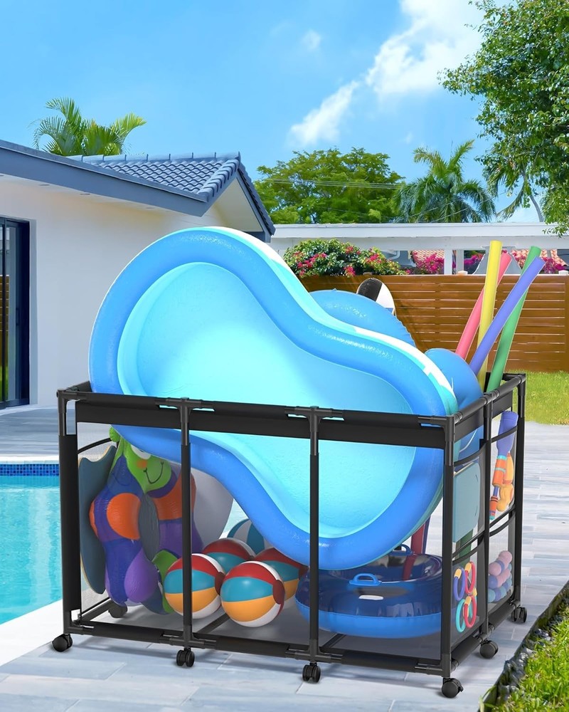 Pool Storage Bin XX-Large, Nylon Mesh Pool Float Storage Organizer for Noodle...