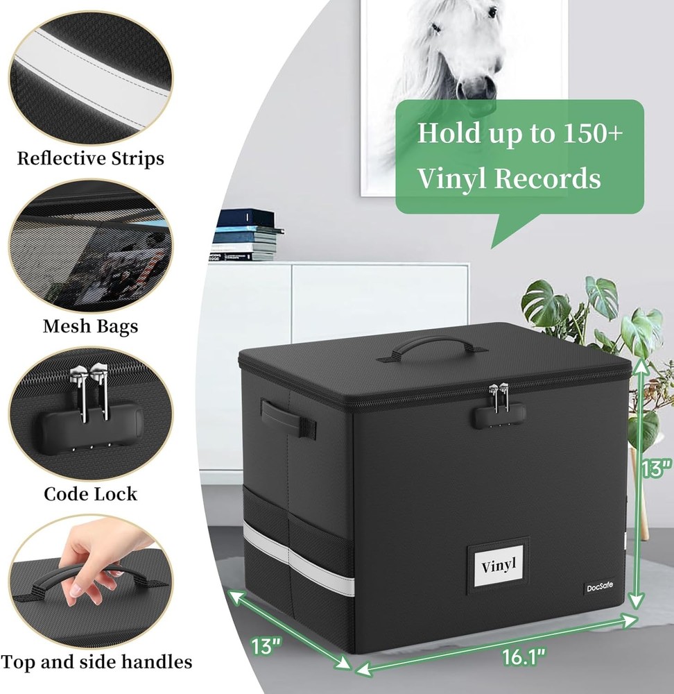 NEW.Fire-Resistant Vinyl Record Storage Box (Lockable)