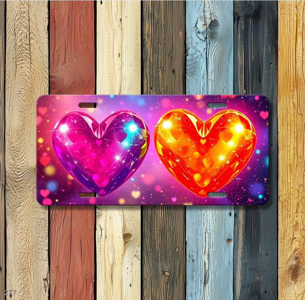 Colorful Hearts License Plate Add Text Front Plate Gift Idea