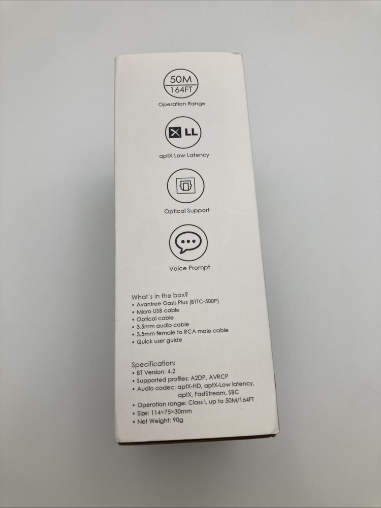 Avantree Oasis Plus Bluetooth Transmitter Receiver Long Range New - Open Box