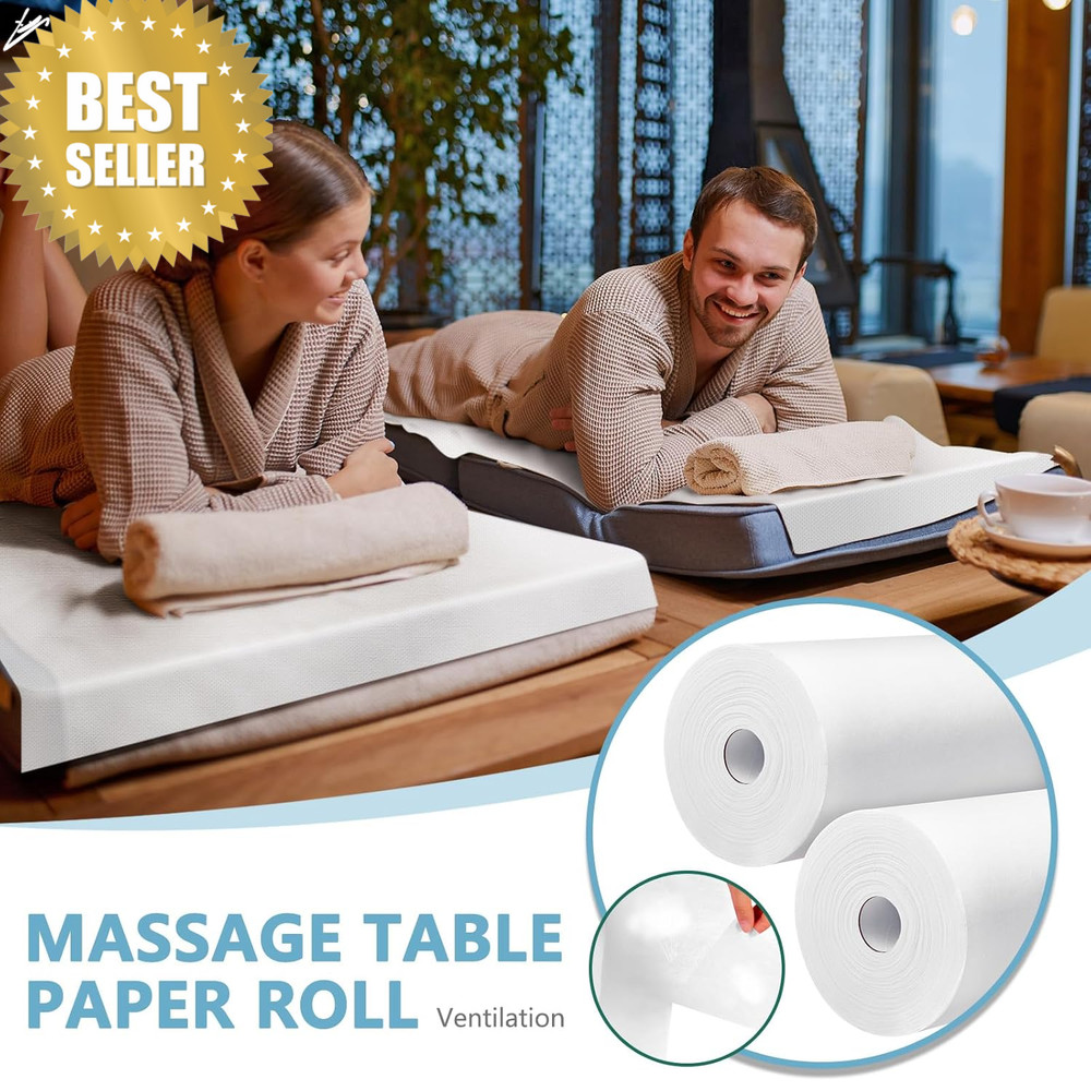 Massage Table Paper Rolls 2 Pack Non Woven Waterproof Bed Sheets White