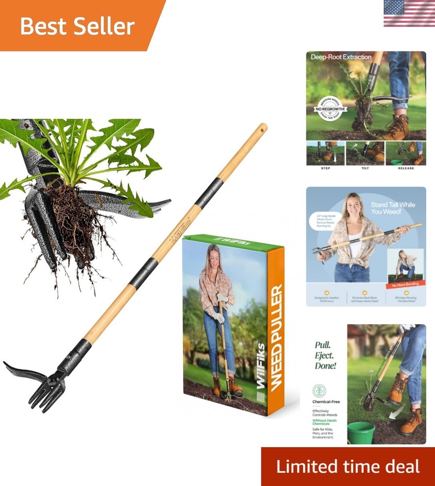 Weed Puller Tool, Stand Up Heavy Duty Weed Remover Tool with Long Handle , Fo...