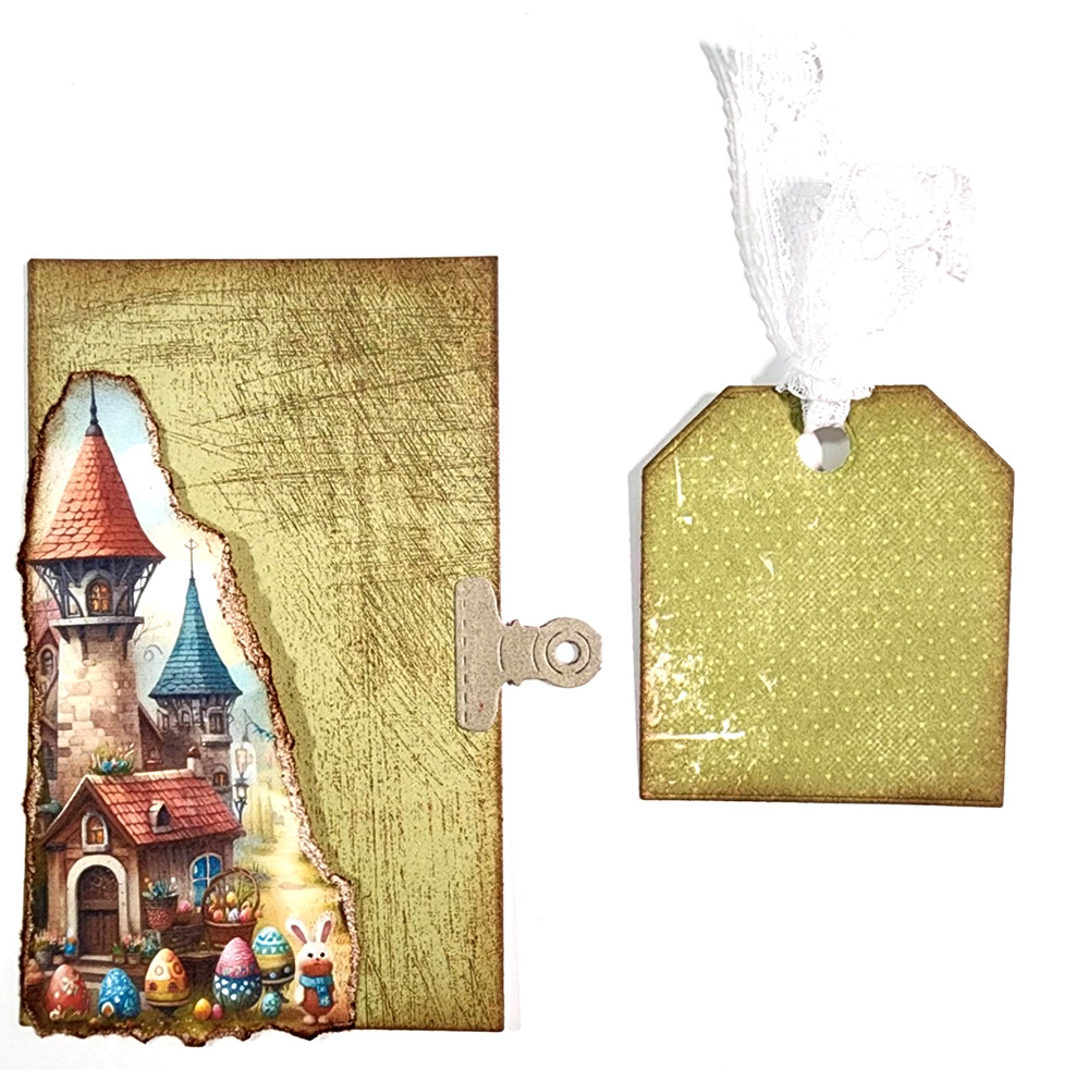 Hoppy Spring Easter Egg Gems Tags Pocket OOAK #36 3D Handmade