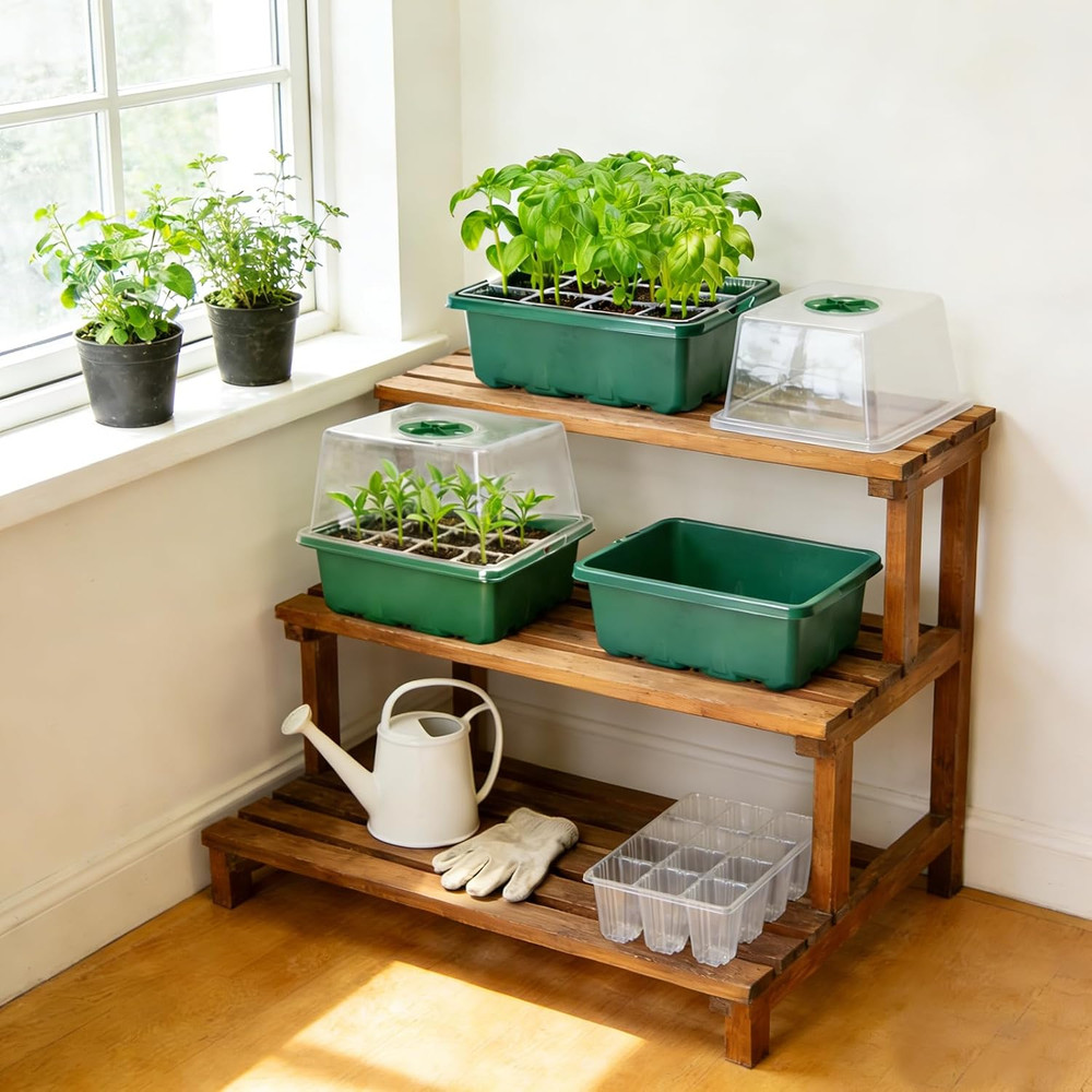 Seed Starter Tray with Elevated Lid, 120 Cells Seed Starter Kit with Adjustable