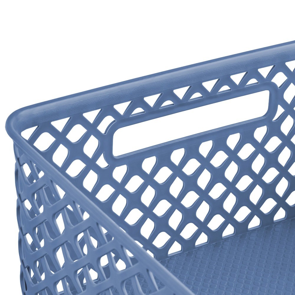 Cube Decorative Plastic Storage Basket, Pack of 4, Moonlight Blue