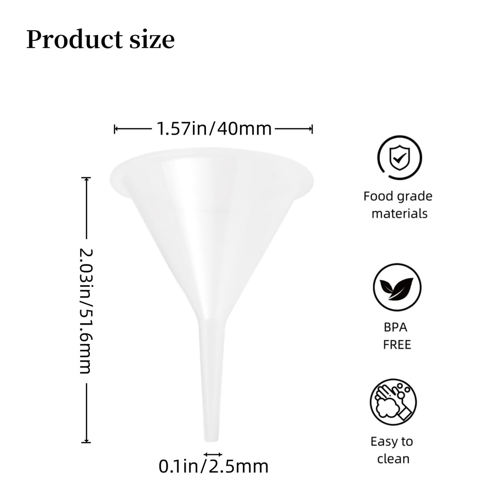 12 Pcs Tiny Funnel & Mini Funnel Polypropylene Narrow Neck for Essential Oils...