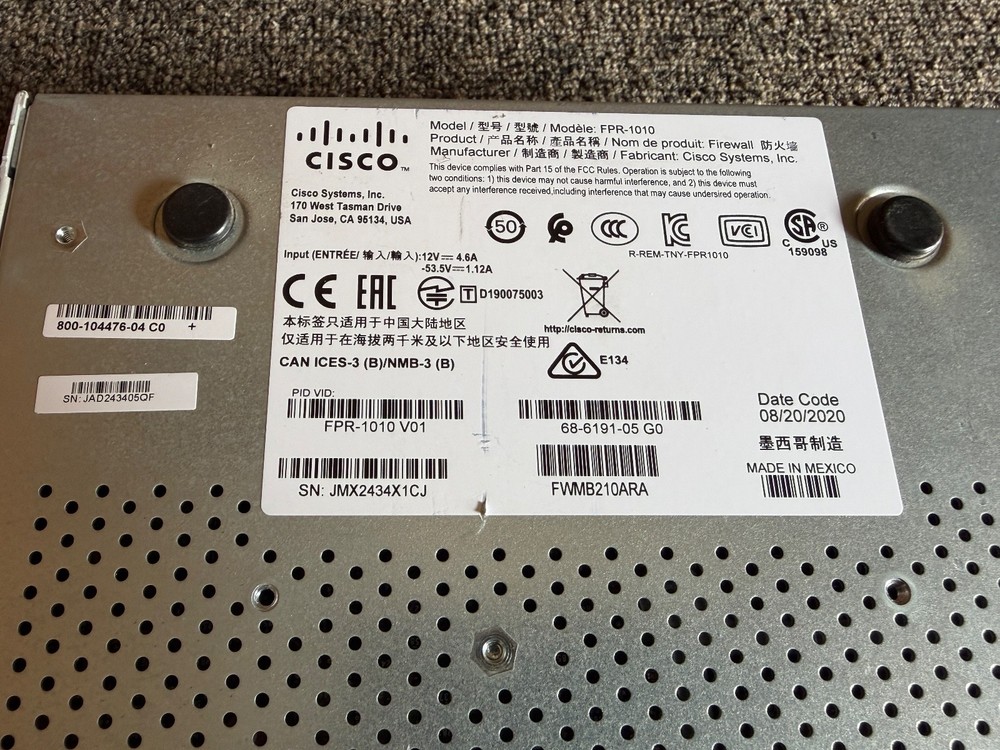 Cisco Firepower 1000 Series FPR-1010 Network Security Firewall