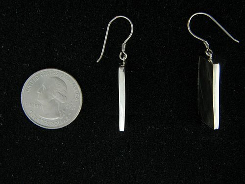 Abalone Wire Rectangular Wire Earrings in Sterling Silver