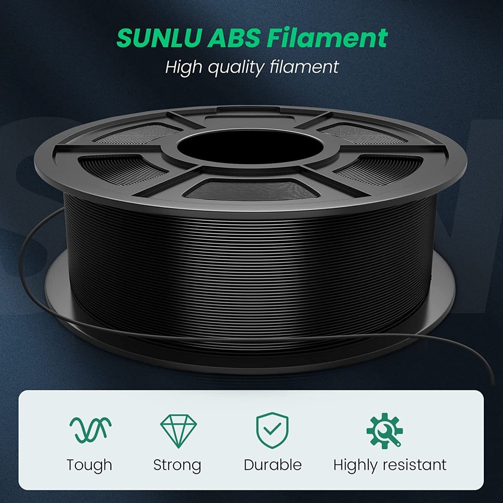 SUNLU 10KG ABS 3D Printer Filament 1.75mm Highly Resistant Durable Strong Spool