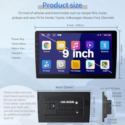 Wireless Double Din Car Stereo with 9" HD Touchscreen | CarPlay & Android Auto