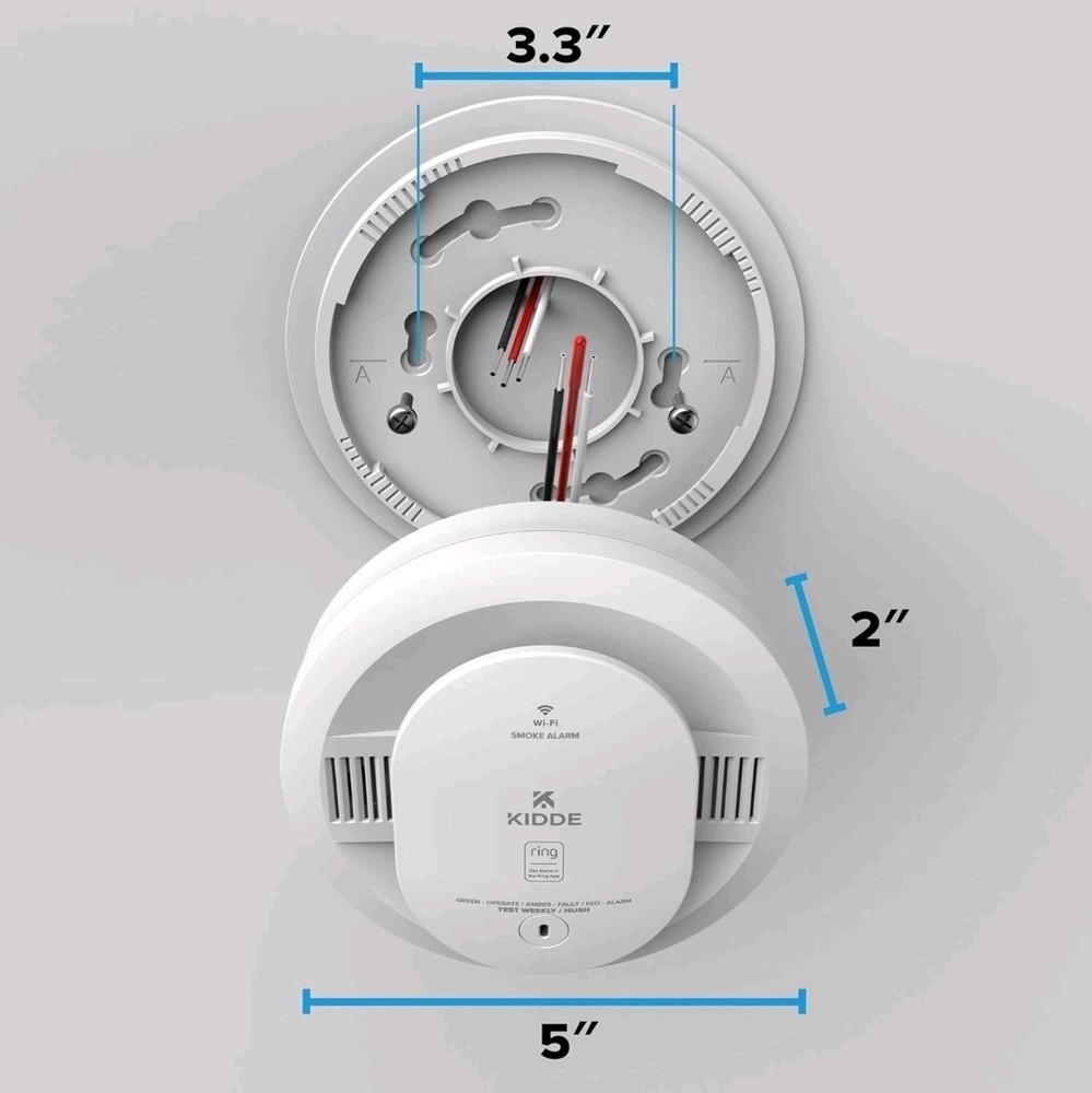 KIDDE Ring-Enabled Smart Smoke Detector, Wired, RGSAR-RW
