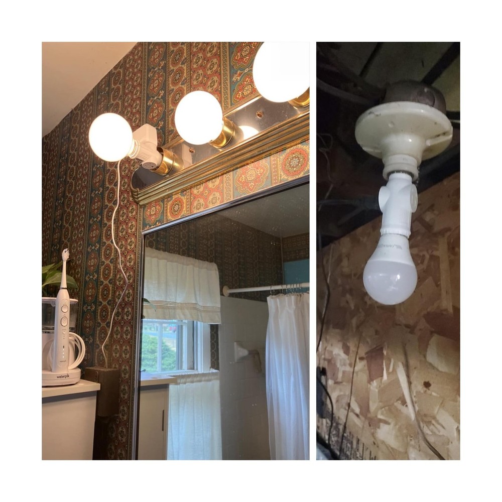 Light Socket to Plug Adapter,Convert E26 Light Socket to 2/3 Prong Outlet Ada...