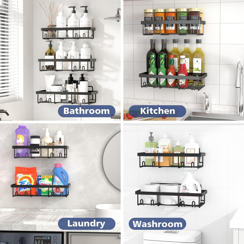 Liuoud 5 Pack Shower Caddy Organizer Rack Shelf for Inside 5 Pack, Black