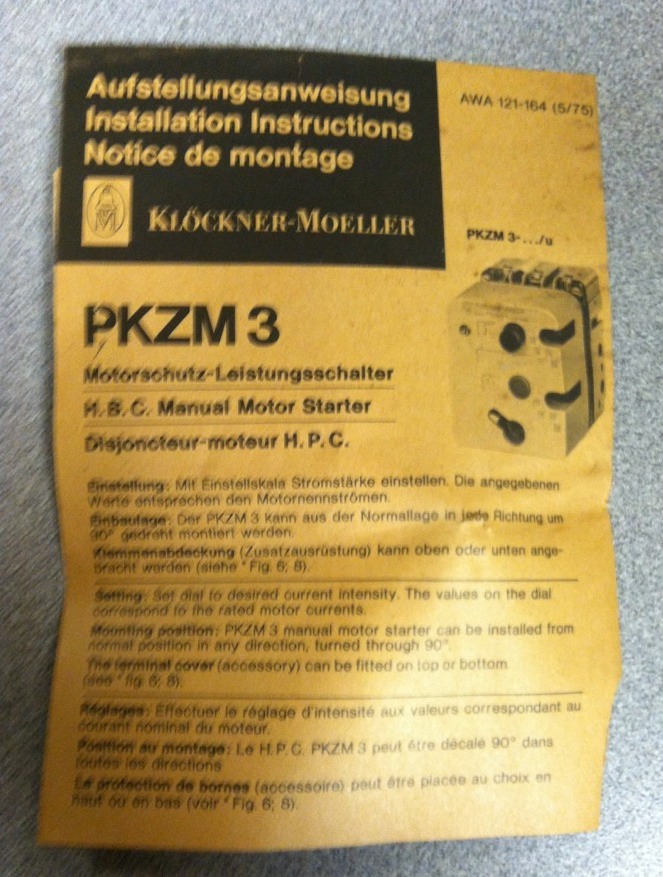 NEW Klockner Moeller Basic Switch PKZM3-6,3 Starter Motor PKZM3