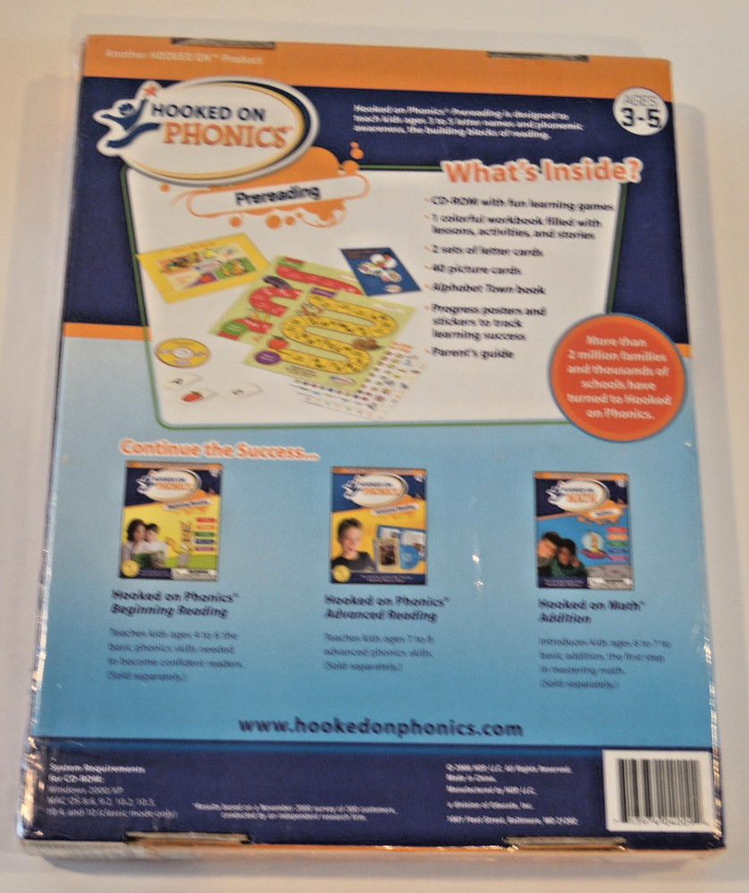 Hooked On Phonics Prereading Ages 3-5 Program Set CD-ROM Workbook - New Sealed