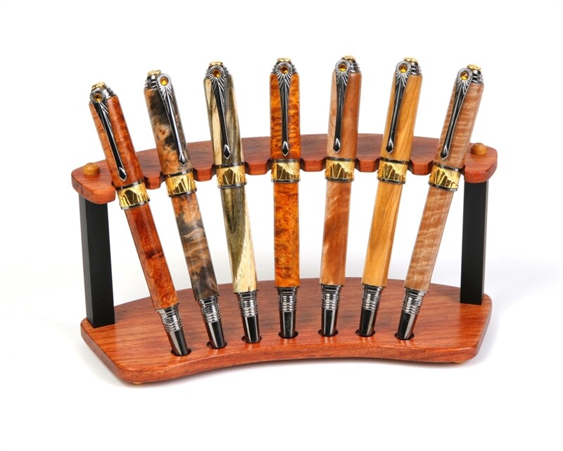 Lanier Pens - Bubinga and Ebony Upright Pen Stand - 7 Pen