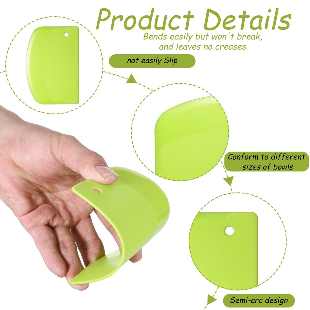 6 Pcs Plastic Dough Scraper Plastic Pastry Bread Baking Making Tools Multi-Pu...