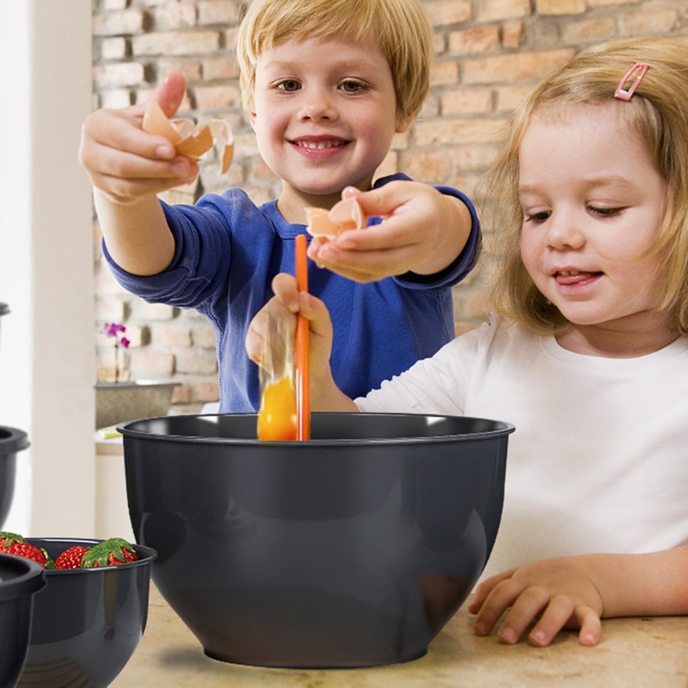 Greentainer 5-Piece Plastic Mixing Bowls with Lids Set for Kitchen, Nesting B...