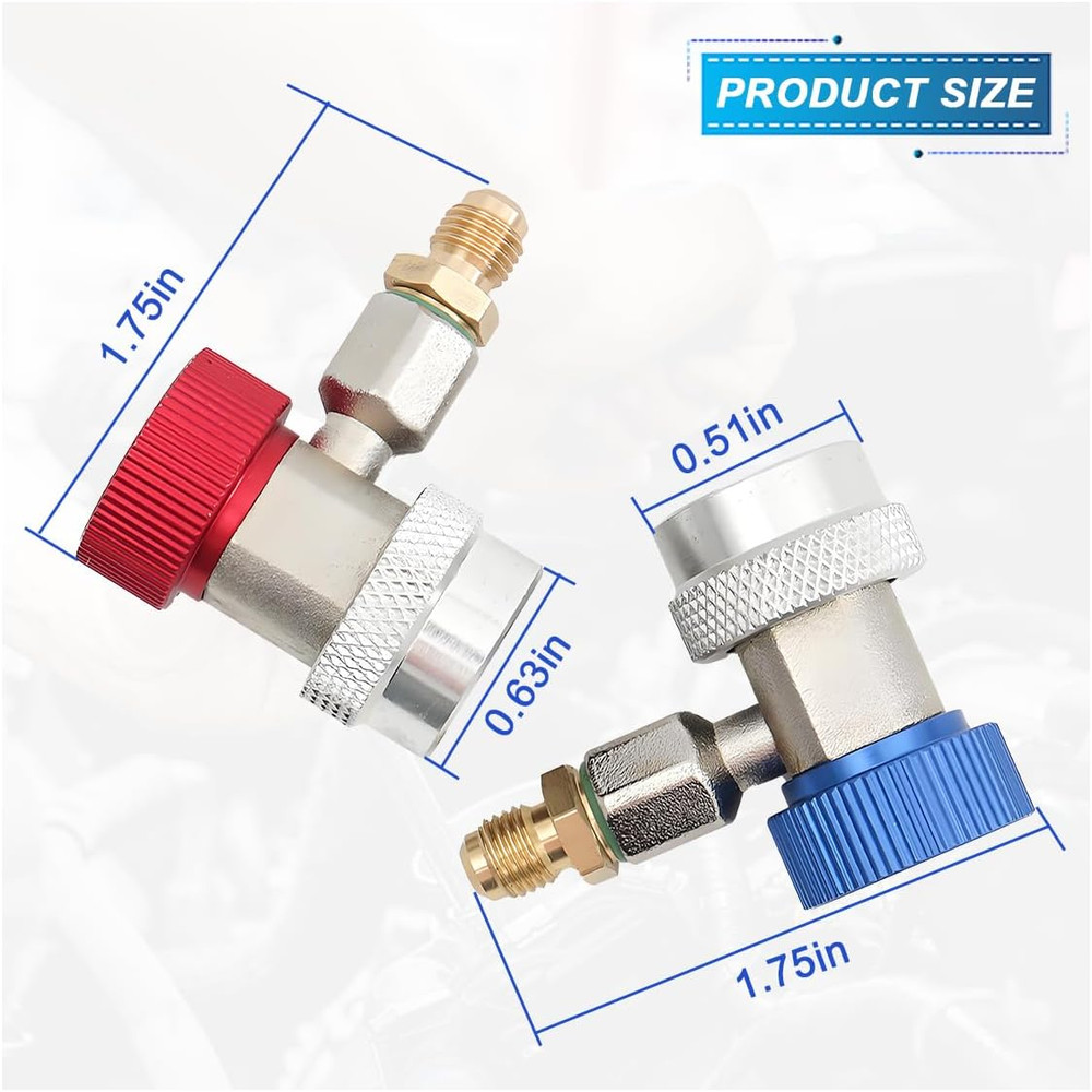 R134A A/C Refrigerant Quick Coupler Adapter Set, Adjustable High & Low Pressure