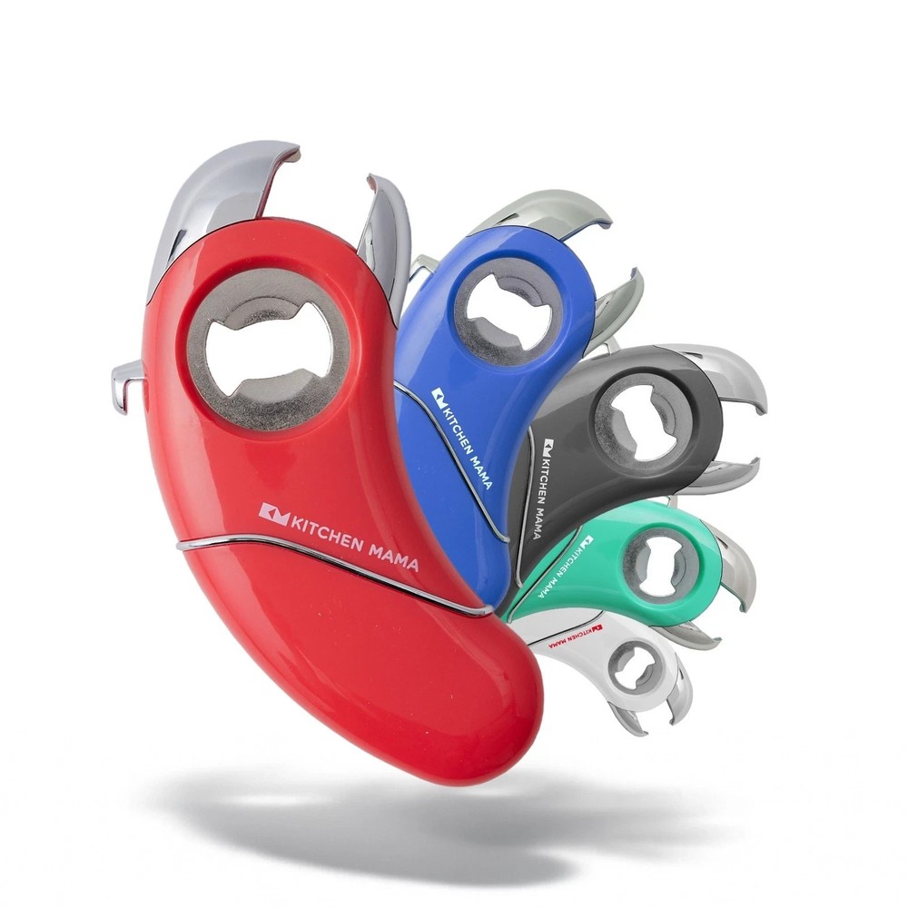 Kitchen Mama Epic One Multifunction Opener – Easy Pull-Tab Can, Jar & Bottle Red