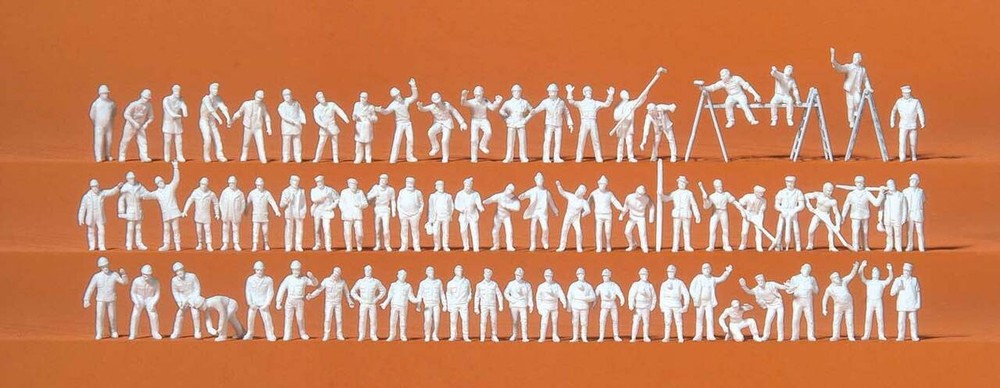 Preiser 79009 N Scale Working People Unpainted Figure Set pkg(70)