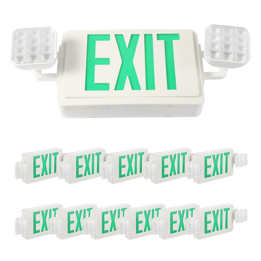 UL Listed Led 1 PACK Led Green Exit Sign with Battery Backup Combo Exit Lights.