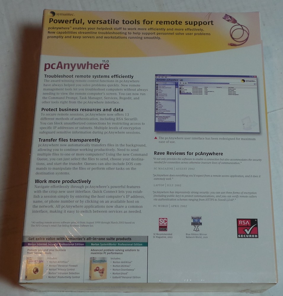 NEW Symantec pcAnywhere 11.0 Host, 1 User Original Box - Software Still Sealed