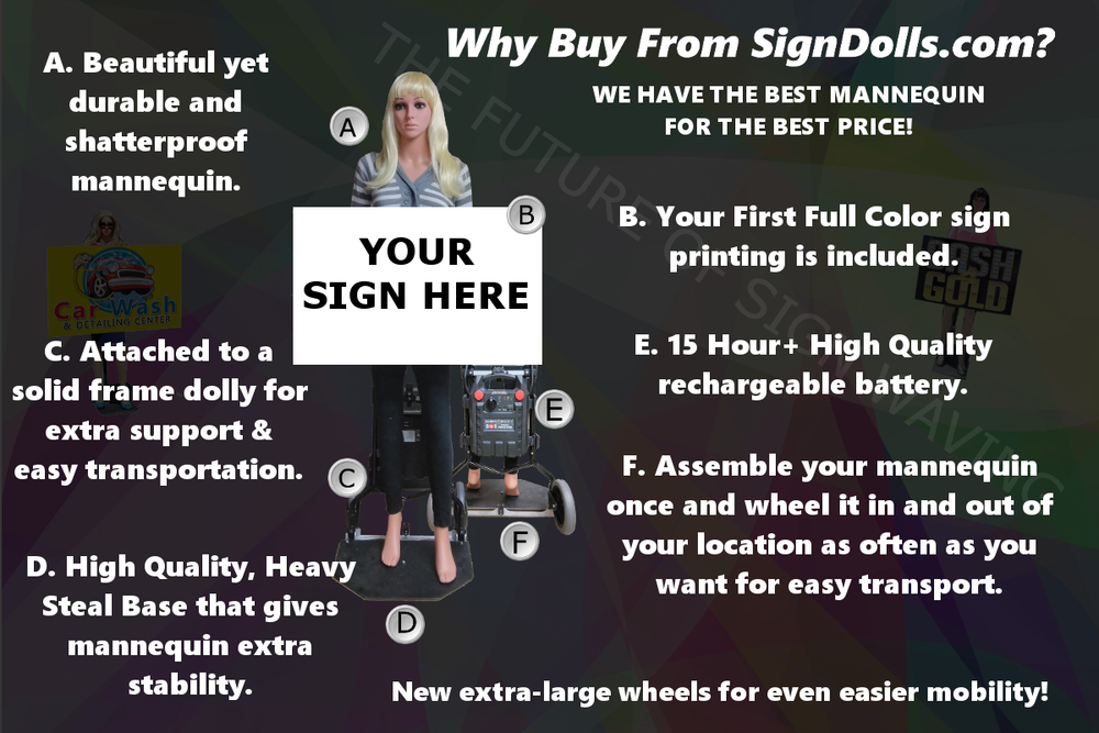Sign Waving Mannequin by SignDolls